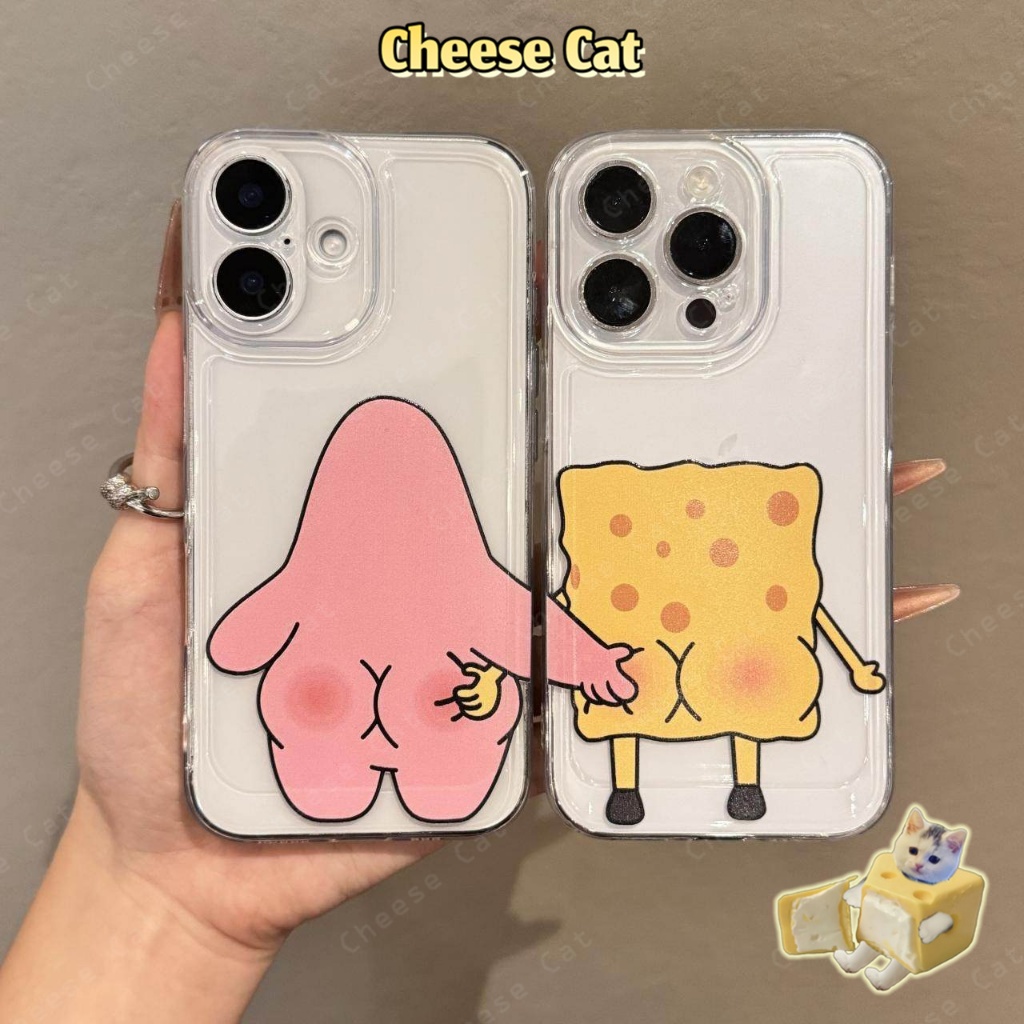 Chị em bọt biển sao biển dễ thương Cặp đôi ốp lưng iPhone cho iPhone Xs Max XR 11 12 13 14 15 16 17 Pro Max 7 8Plus SE