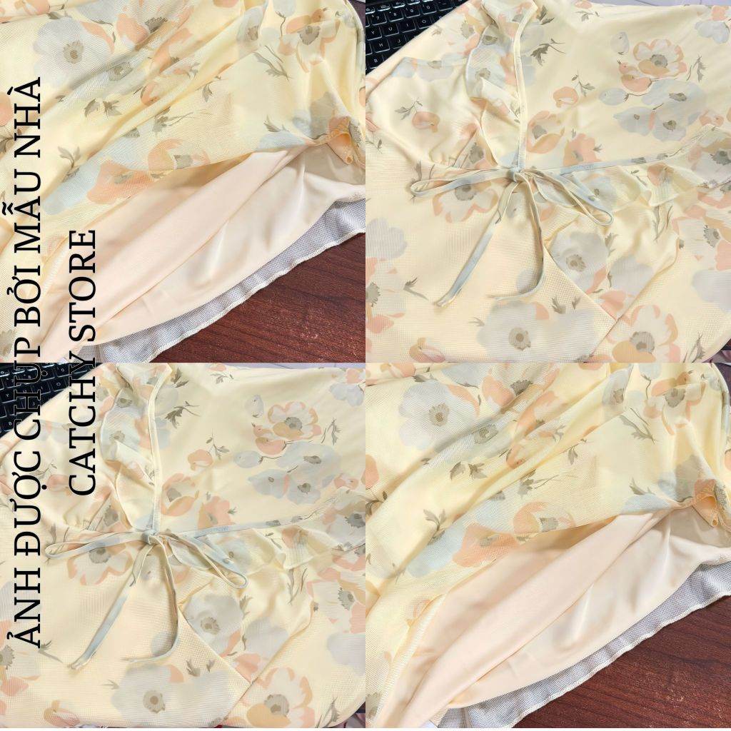Đầm hoa maxi ôm body tay cánh tiên phối bèo phong cách nàng thơ hàn quốc thích hợp đi biển đi chơi vintage CATCHYstore