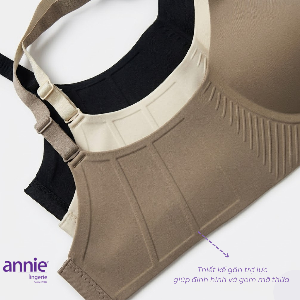 Áo Ngực Nữ Su Đúc Không Gọng annie Bra 8555 Cúp B  Êm Ái, Mút Dày 3CM Nâng Đẩy Tự Nhiên, Su Đúc Không Viền Thoáng Khí