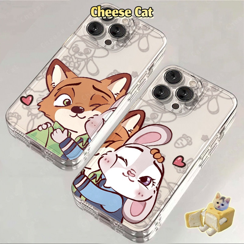Zootopi Cặp đôi ốp lưng iPhone Ốp bảo vệ trong suốt cho iPhone Xs Max XR 11 12 13 14 15 16 17 Pro Max 7 8Plus SE2 SE3