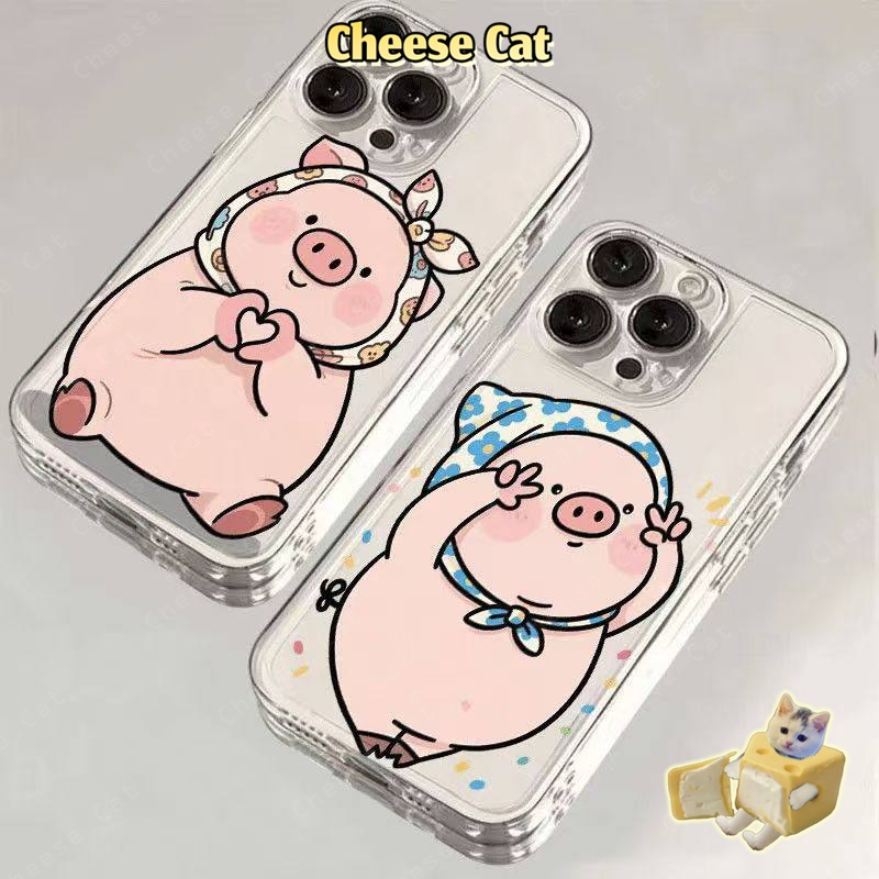 Ốp Bảo Vệ Trong Suốt Hình Chú Heo Dễ Thương Cho iPhone Xs Max XR 11 12 13 14 15 16 17 Pro Max 7 8Plus SE2 SE3 Vỏ iPhone
