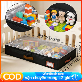 Túi lưu trữ quần áo công suất lớn với nắp rõ ràng dưới giường Tủ quần áo có thể gấp Túi lưu trữ quần áo cho chăn Quần áo