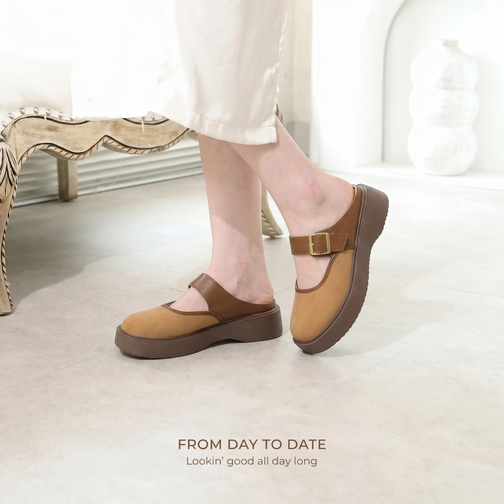 IKUNKA Sục Mary Jane Nữ 5cm Vintage - Giày Sục Đế Cao Thanh Lịch Đi Làm