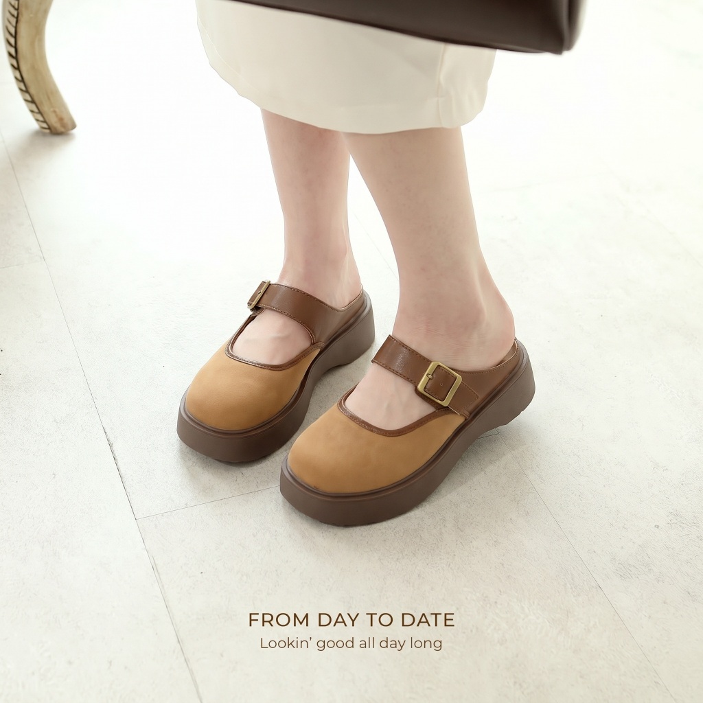 IKUNKA Sục Mary Jane Nữ 5cm Vintage - Giày Sục Đế Cao Thanh Lịch Đi Làm