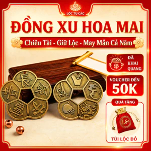 Xu hoa mai phong thủy, đồng xu chiêu tài (ĐÃ THỈNH) đặt trong ví, két sắt, bàn làm việc cầu tài vận, sự hanh thông