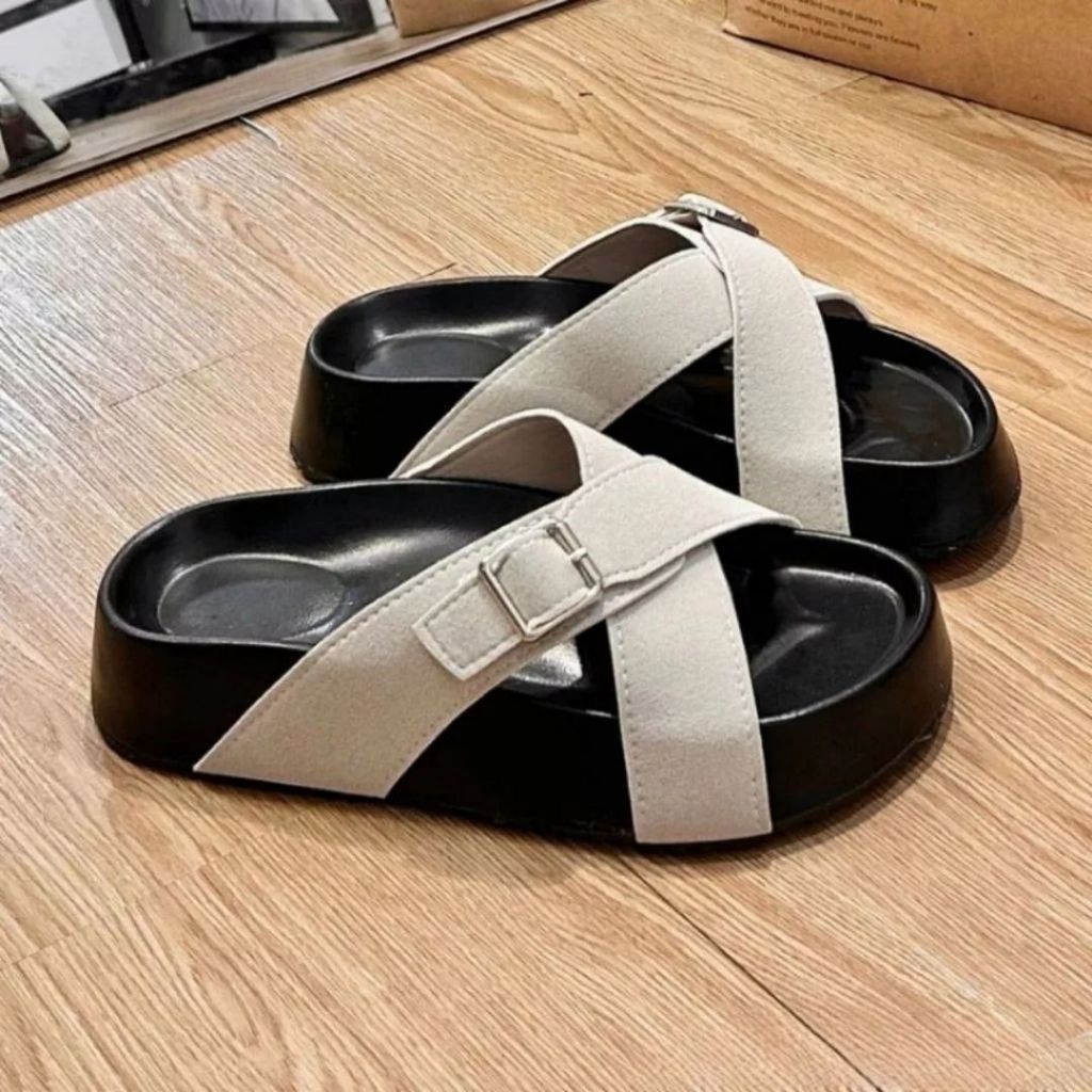 Dép Sandal Nữ 2 Quai Ngang Đế Cao, Dép Nữ Quai Da Khuy Khoá Đi Học Đi Làm N53 || AnshoesDynasty