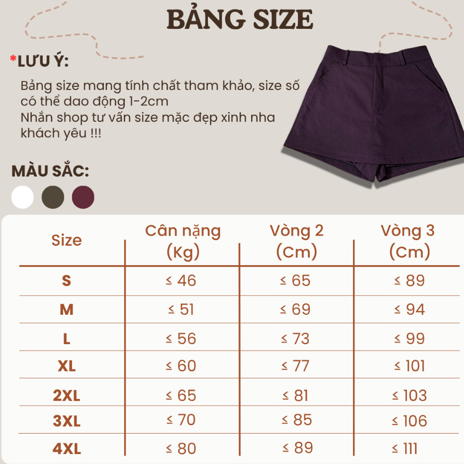 Quần Váy Dáng Ngắn Vải Kaki Mềm Cạp Lưng Cao Co Giãn Thoải Mái Thời Trang Nữ Bigsize - Pena House