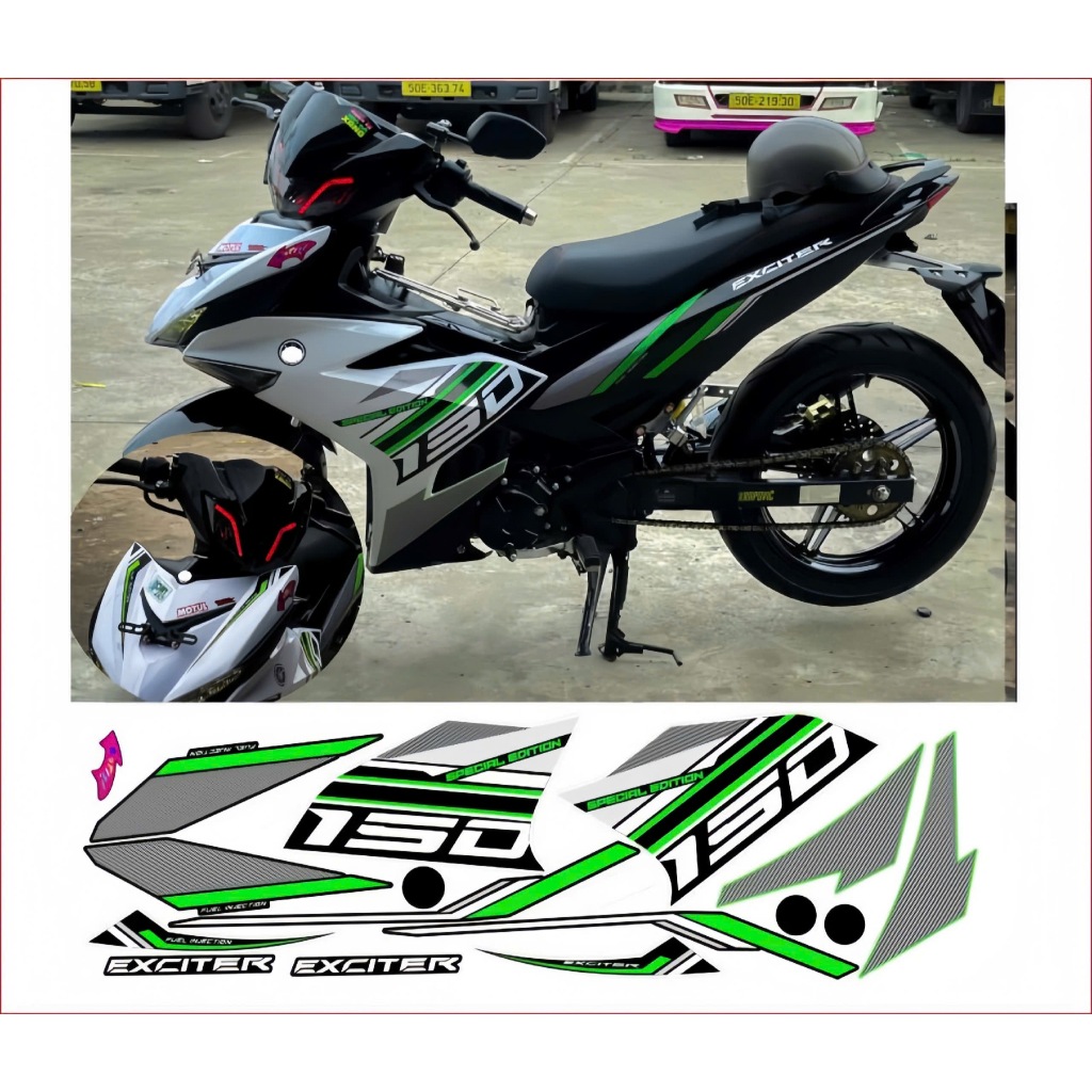 tem rời exciter 150 cao cấp chất liệu in 3 lớp chống nước không phai màu.