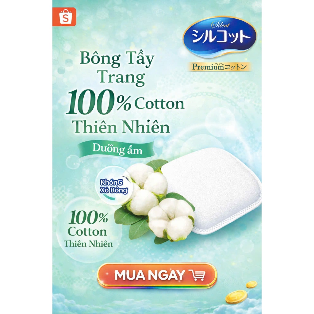BÔNG TẨY TRANG CAO CẤP SILCOT PREMIUM NHẬT BẢN (100% COTTON TỰ NHIÊN)