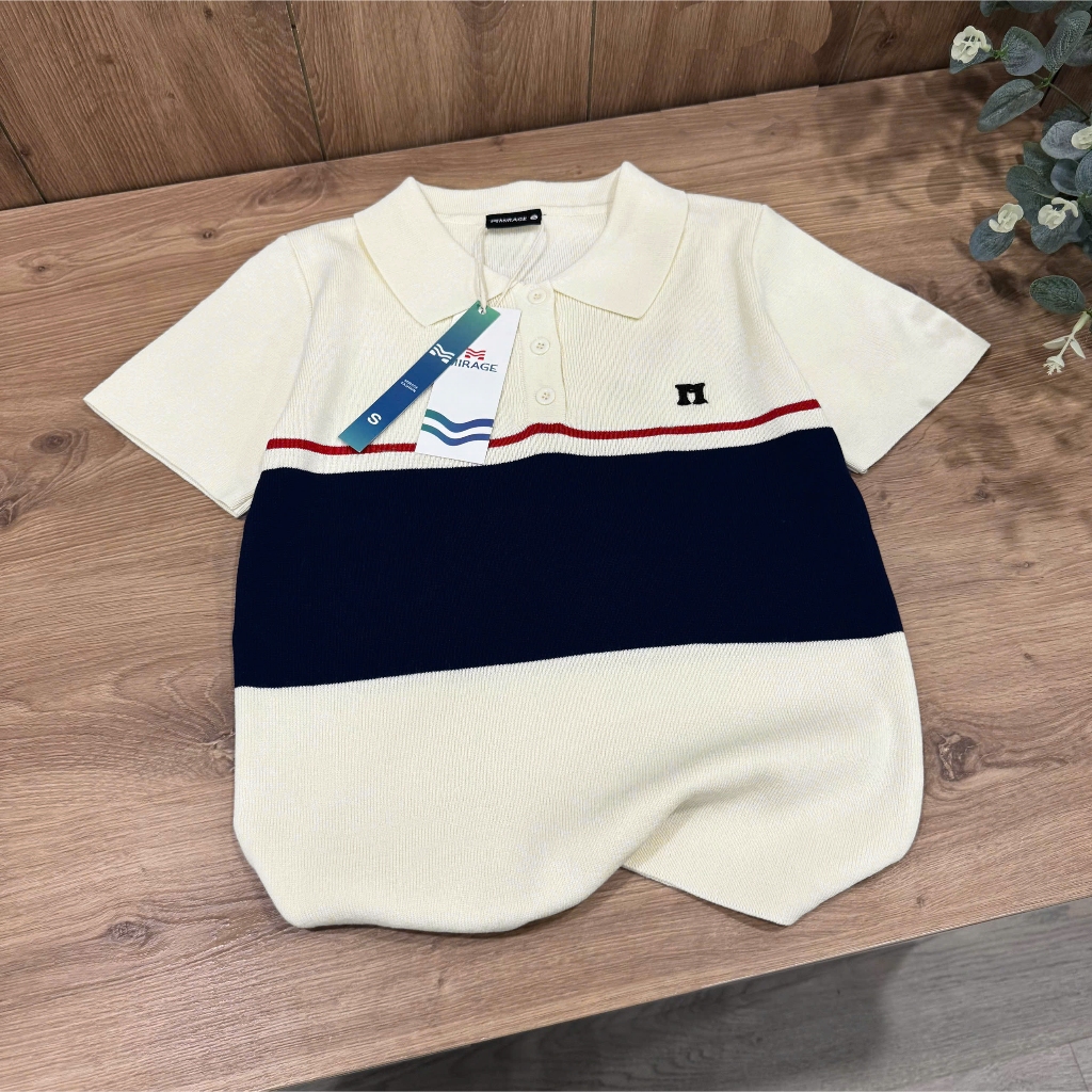 Áo Len Mirage Sọc To Kem Xanh Local Brand Chất Len Mongtoghi Mềm Mịn Thoáng Mát.