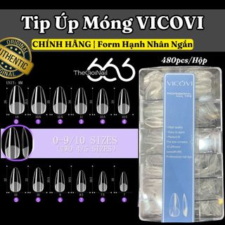 Tip Úp Móng VICOVI Form Ngắn Hạnh Nhân Nhám Đầu  – 480pcs, Full Size 0–9, Tip Úp Gel Cao Cấp Chuẩn Salon THEGIOINAIL666