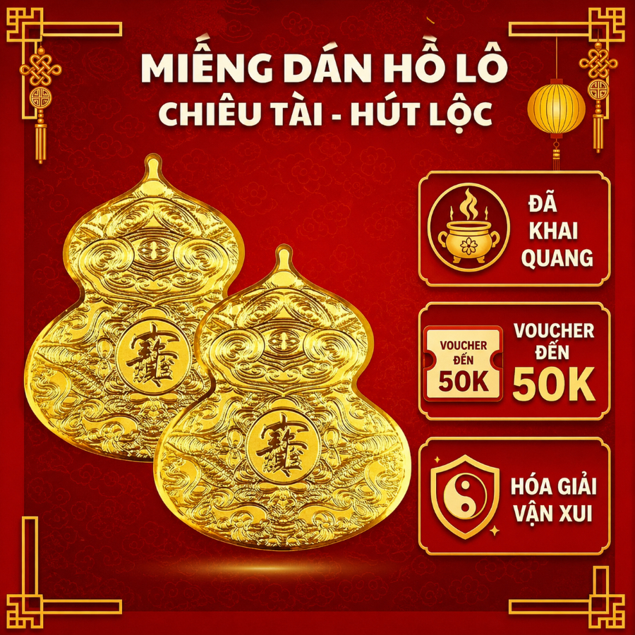 Miếng dán Hồ Lô, Sticker phong thủy chiêu tài lộc may mắn dán cửa ra vào, tủ giày, cửa bếp.
