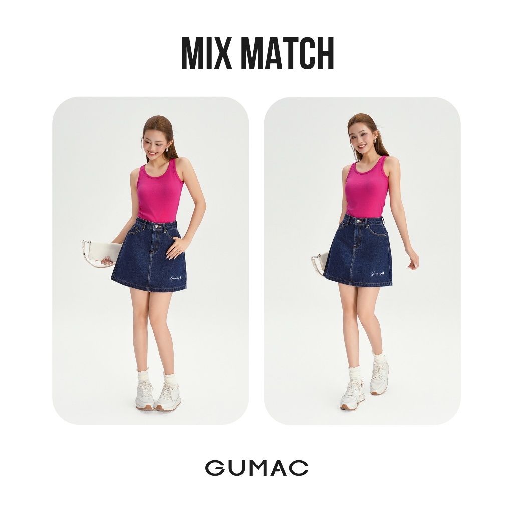 Áo Ba Lỗ Nữ GUMAC Form Slimfit Kèm Mút Chất Thun Gân Co Giãn Thoải Mái LATG0302