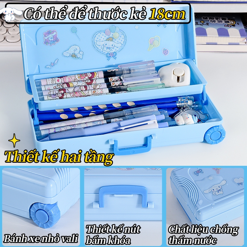 Hộp Bút Vali Kéo 2 Tầng Túi Đựng Bút Học Sinh Hoạt Hình Dễ Thương Sức Chứa Lớn - Quà Khai Giảng