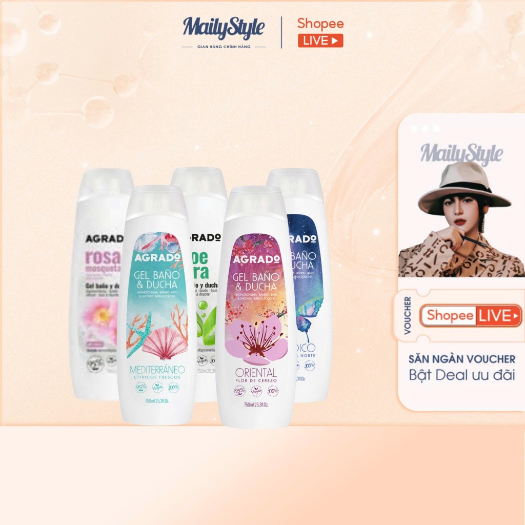 A76_ Sữa Tắm Tây Ban Nha Agrado 750ml (chai cao)