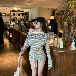 VM-Sét áo SỌC tay dài kèm quần đùi lưng thun chất thun borip dày dặn