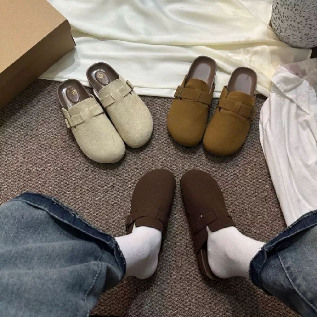 Sục Nữ, Sục Slip-On Giày Sục Lười Nữ Da Lộn Đế Cao 3cm Khóa Vắt Ngang N57 || AnshoesDynasty