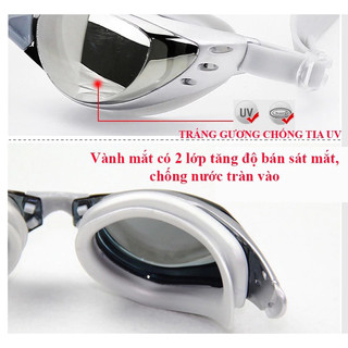 [Kèm hộp]Kính bơi người lớn tráng gương,Kính bơi chống tia UV cho người lớn nam nữ