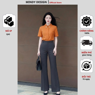 Q43 - Quần Loe cạp cao dáng dài công sở nữ co giãn không bai xù cao cấp MindyDesign