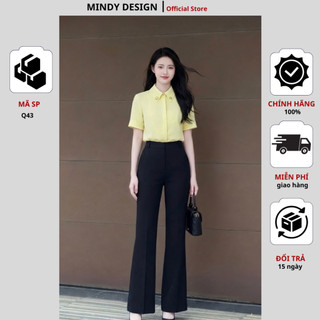 Q43 - Quần Loe cạp cao dáng dài công sở nữ co giãn không bai xù cao cấp MindyDesign