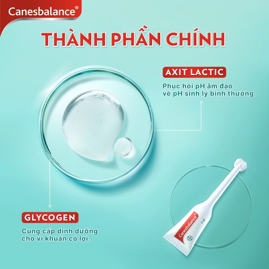 Gel đặt âm đạo Canesbalance hỗ trợ giảm mùi hôi khó chịu và khí hư phụ khoa phụ nữ (hộp 7 tuýp x 5ml)