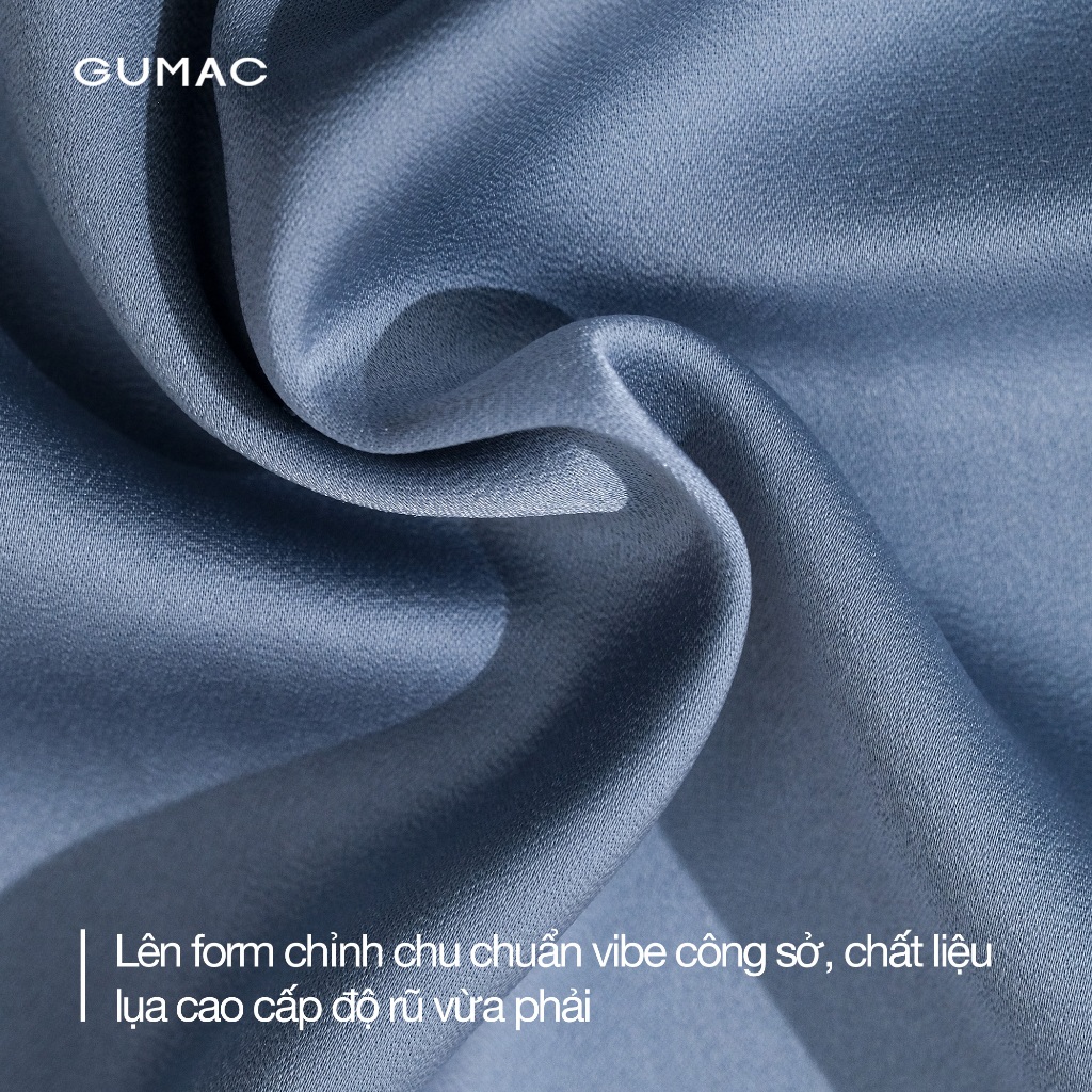 Áo Sơ Mi Nữ Tay Ngắn GUMAC Kiểu Giấu Nút Cơ Bản Chất Vải Lụa Mát Công Sở Thanh Lịch LAF0339