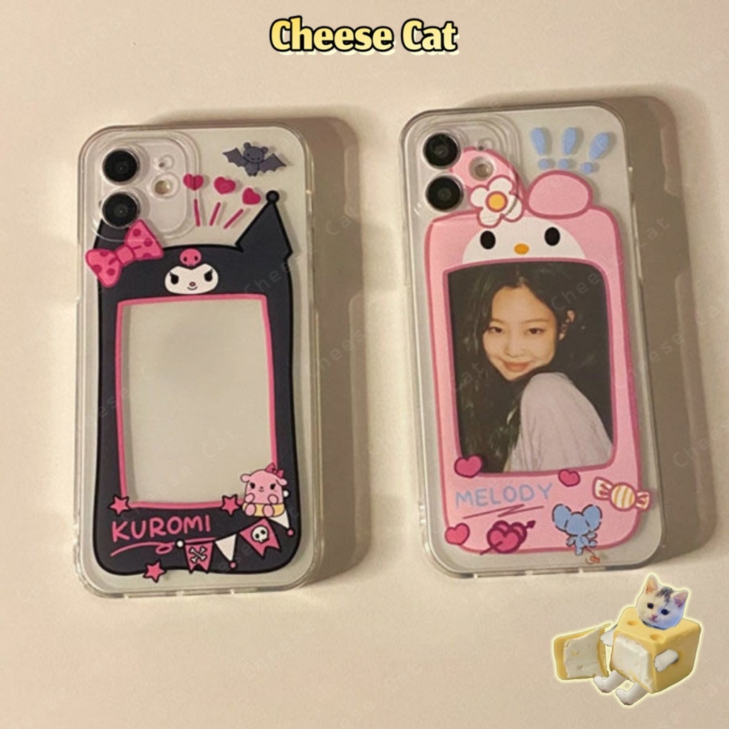 Cho Kuromi Giai Điệu Sáng Tạo Viền Ốp Lưng Cho iPhone 13 12 11 Xs XR 14 15 16 17 Pro Max 7 8Plus SE Vỏ bảo vệ trong suốt