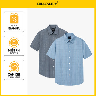 [T7_SALE 20%_HT] Áo Sơ Mi Ngắn Tay Nam 1SMCC639 Biluxury Form Slimfit Thiết Kế Caro Kháng Khuẩn Bền Màu
