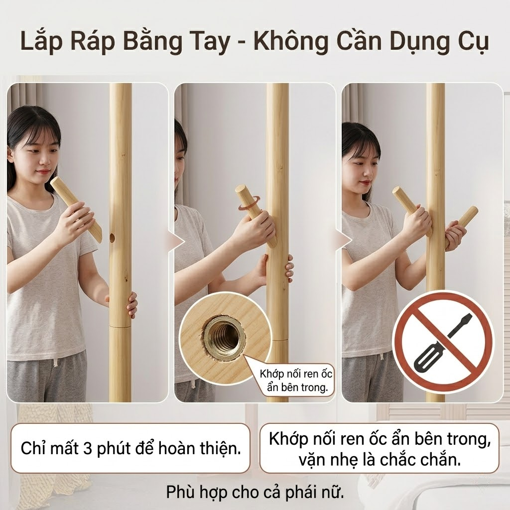 Giá Treo Đứng CONOCO Gỗ Tự Nhiên Chịu Lực Tốt Treo Đồ Tiện Lợi Tiết Kiệm Không Gian