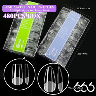 Tip Úp Móng VICOVI Form Vuông Dài Nhám Sẵn  –  480pcs, Full Size 0–9, Tip Úp Gel Cao Cấp Chuẩn Salon THEGIOINAIL666