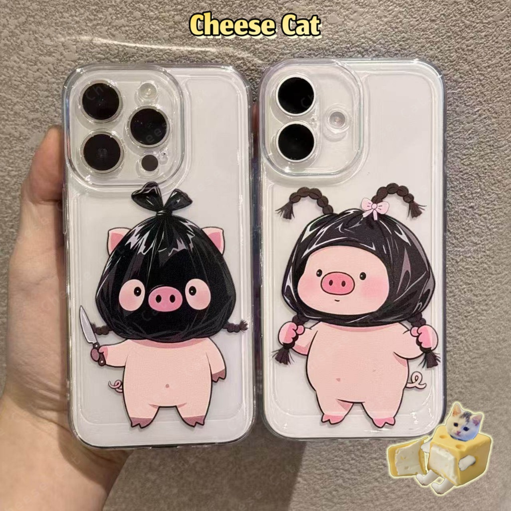 Chú lợn túi rác ngộ nghĩnh Ốp lưng iPhone cặp đôi cho iPhone 13 12 11 Xs XR 14 15 16 17 Pro Max 7 8Plus SE2 SE3