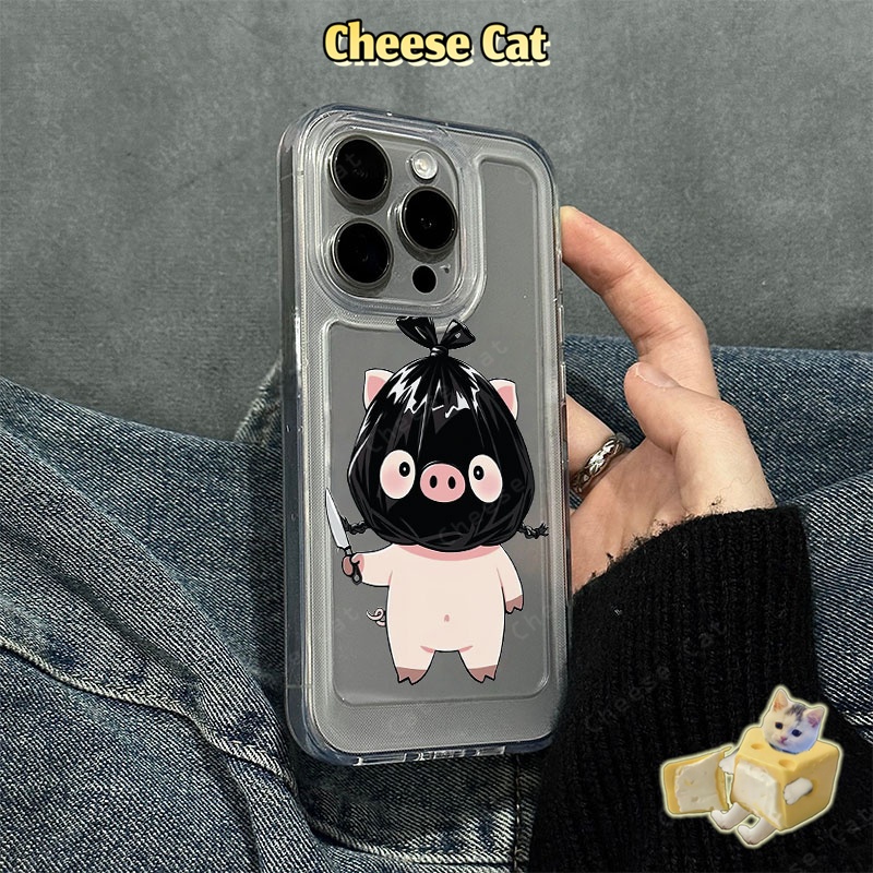 Chú lợn túi rác ngộ nghĩnh Ốp lưng iPhone cặp đôi cho iPhone 13 12 11 Xs XR 14 15 16 17 Pro Max 7 8Plus SE2 SE3