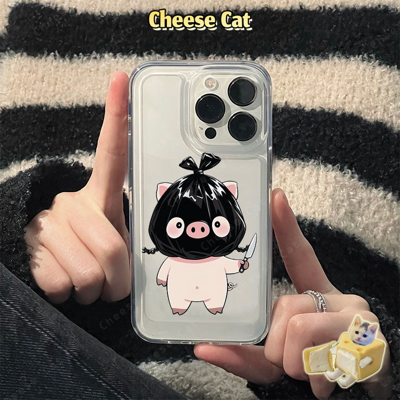 Chú lợn túi rác ngộ nghĩnh Ốp lưng iPhone cặp đôi cho iPhone 13 12 11 Xs XR 14 15 16 17 Pro Max 7 8Plus SE2 SE3