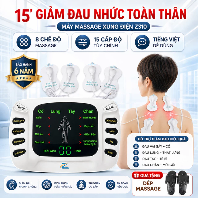 Máy Massage Xung Điện Trị Liệu Miếng Dán Z310, Máy Mát Xa Cổ Vai Gáy Châm Cứu 15 Cấp Độ Rung Mạnh