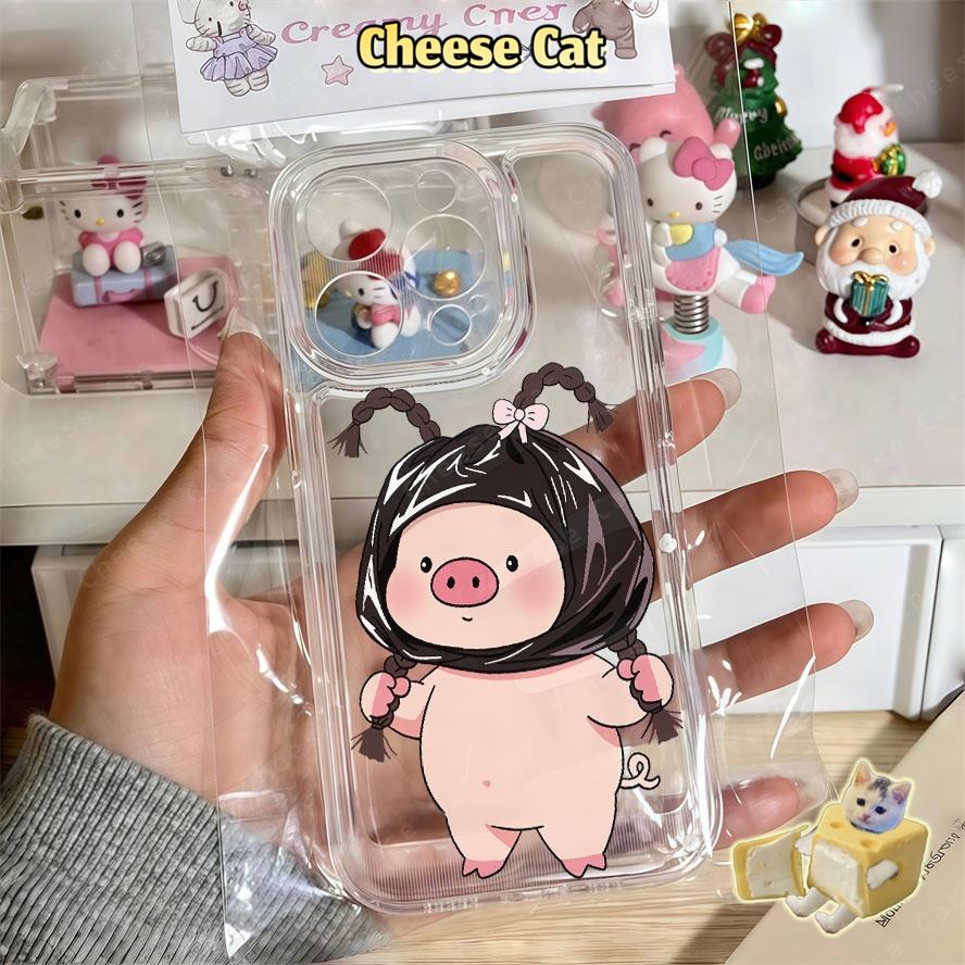 Chú lợn túi rác ngộ nghĩnh Ốp lưng iPhone cặp đôi cho iPhone 13 12 11 Xs XR 14 15 16 17 Pro Max 7 8Plus SE2 SE3