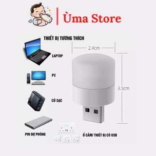 Bóng đèn ngủ mini, đèn led USB, đèn đọc sách cổng sạc USB - siêu sáng nhỏ gọn tiện lợi - umastorevn