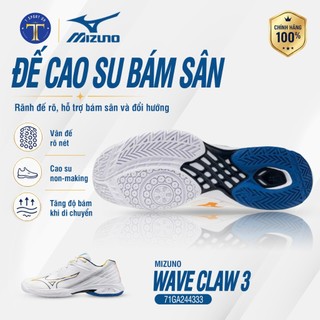 Giày Cầu Lông Mizuno Wave Claw 3 – Bám Sân Tốt, Ổn Định Cao, Đệm Êm, Hỗ Trợ Di Chuyển Nhanh