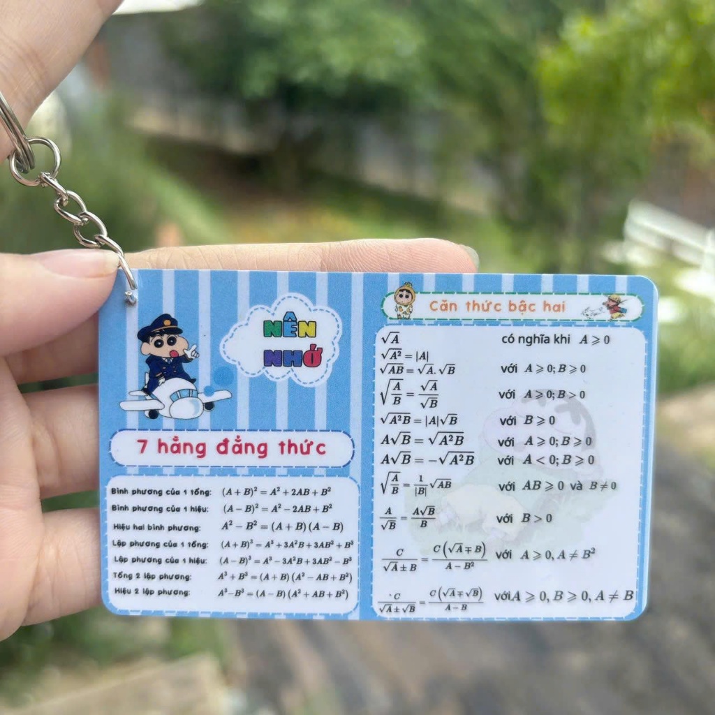 Móc Treo Công Thức Toán -  Hóa Học Nhựa Cứng 2.5mm - Móc Khóa Mica Học Sinh Siêu Bền Chuẩn SGK Mới