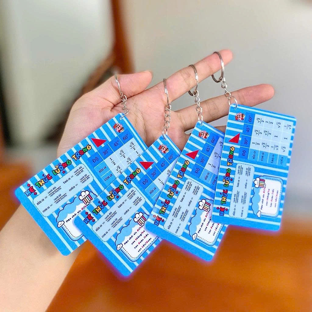Móc Treo Công Thức Toán -  Hóa Học Nhựa Cứng 2.5mm - Móc Khóa Mica Học Sinh Siêu Bền Chuẩn SGK Mới