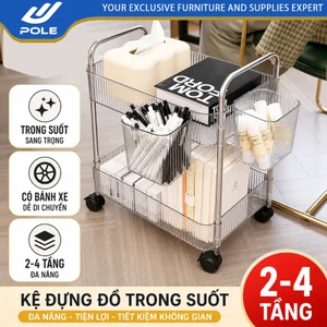 Kệ Đựng Đồ Trong Suốt Có Bánh Xe 2/3/4 Tầng – Giá Đa Năng Nhà Bếp, Phòng Tắm