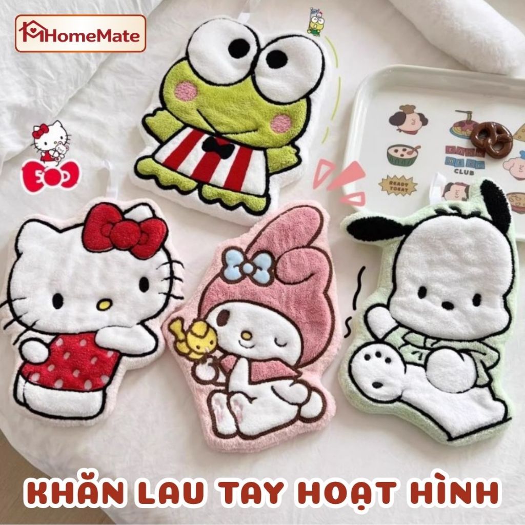 Khăn Lau Tay Treo Tường Hoạt Hình Dễ Thương, Khăn Lau Bếp Nhà Tắm Lông Cừu Siêu Thấm Hút Nhanh Khô