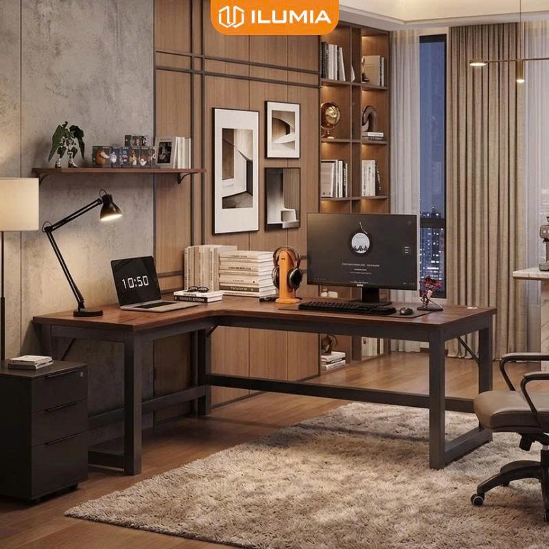 Bàn Làm Việc Góc chữ L, Bàn Gaming khung thép sơn tĩnh điện hiện đại thương hiệu ILUMIA - GM126 | BigBuy360 - bigbuy360.vn
