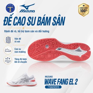 Giày Cầu Lông Mizuno Wave Fang EL 2 Chính Hãng – Nhẹ, Êm, Bám Sân Tốt, Hỗ Trợ Di Chuyển Nhanh, Chống Trơn Trượt