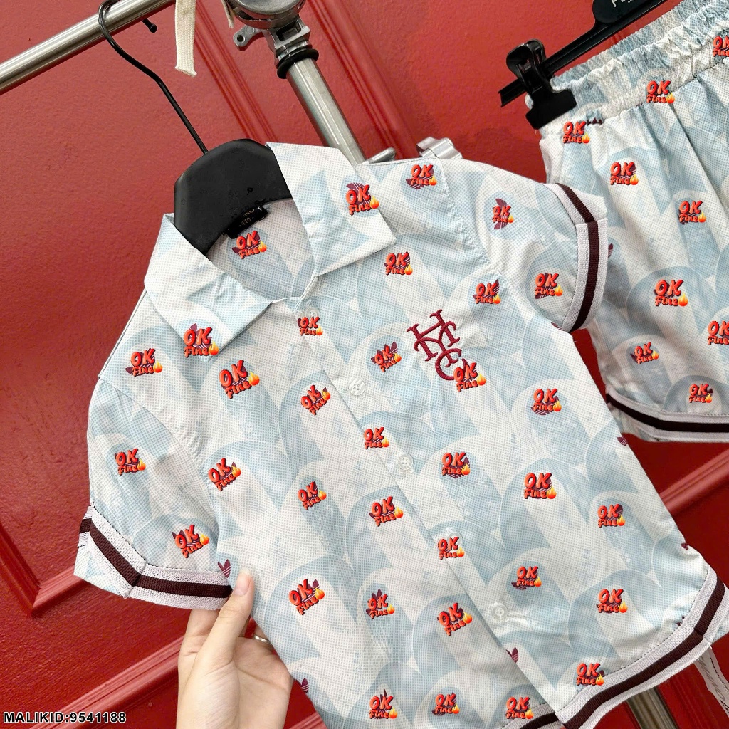 Bộ Cộc Thể Thao Sơ Mi In Nhiều Logo Mẫu Mới Nhất_ Set Đồ Sơ Mi Cộc Tay Bé Trai Cao Cấp