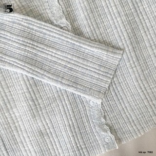 Áo Khoác Mỏng Twentyfive Thiết Kế Cổ V Viền Ren, Áo Kiểu Nữ Dài Tay Form Basic Thanh Lịch 7182