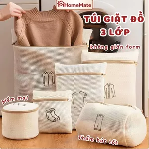 Túi Giặt Đồ Máy Giặt Lưới 3 Lớp Dày, Túi Giặt Quần Áo Đồ Lót Chống Rối, Bảo Vệ Vải Có Khóa Kéo