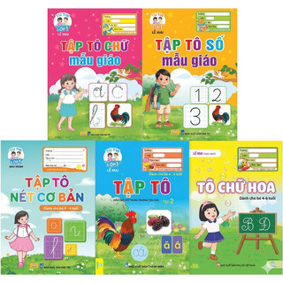 Sách - Combo 5 quyển Tập tô chữ, tô số mẫu giáo, tô chữ hoa và các nét cơ bản -ndbooks