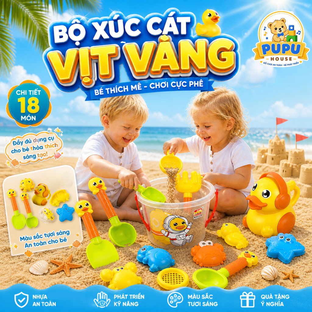 Đồ Chơi Đi Biển Đồ Chơi Xúc Cát Đi Biển Vịt Vàng Xúc Cát Xanh Đồ Chơi Đi Biển Đồ Chơi Mùa Hè - PUPU HOUSE