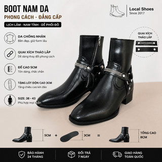[ Đế 5cm ] Harness Boots Nam da Nappa, bốt cao cổ kéo khoá Local Shoes
