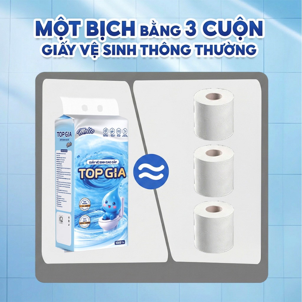 [GIẤY KHỔ LỚN] Giấy vệ sinh treo tường đa năng TopGia Melto 1000 tờ 4 lớp mềm mịn, an toàn tiện lợi